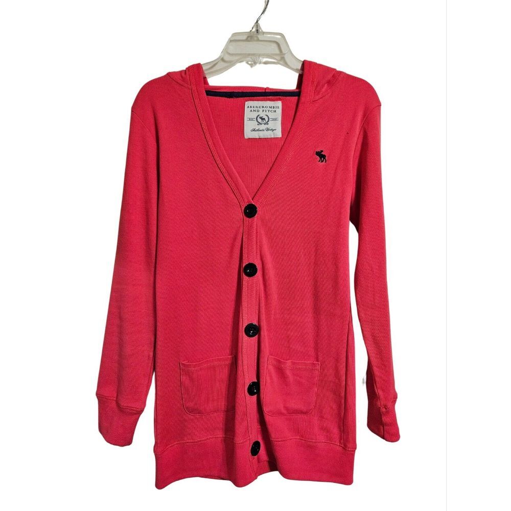 Vintage 2000s Abercrombie And Fitch Long Sleeve Pink Cardigan With Black Buttons